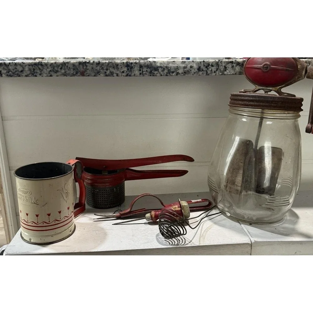 Antique Dazey Kitchen Ware Butter Churn & More Vintage Kitchen Items Primitive